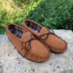 Handcrafted British Chestnut Suede Moccasins With Fabric Inner