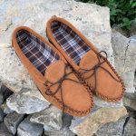 Handcrafted British Chestnut Suede Moccasins With Fabric Inner