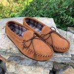 Handcrafted British Chestnut Suede Moccasins With Fabric Inner