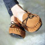 Handcrafted British Chestnut Suede Moccasins With Fabric Inner